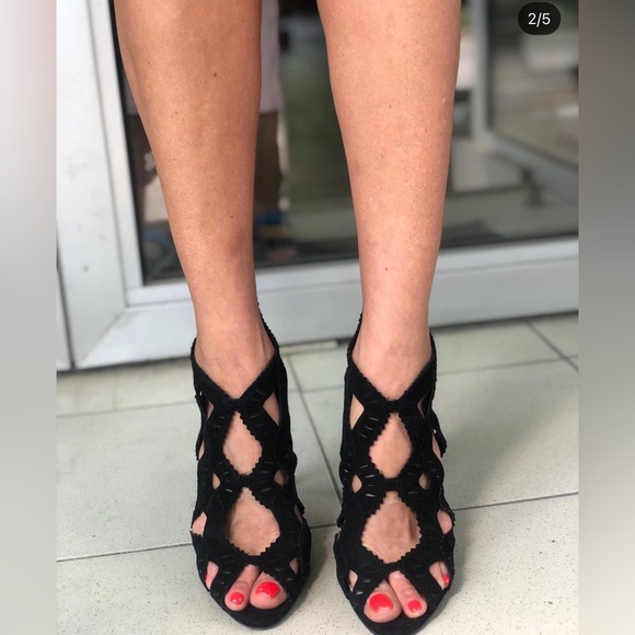 Zara basic suede heeled sandals - Picture 4 of 6